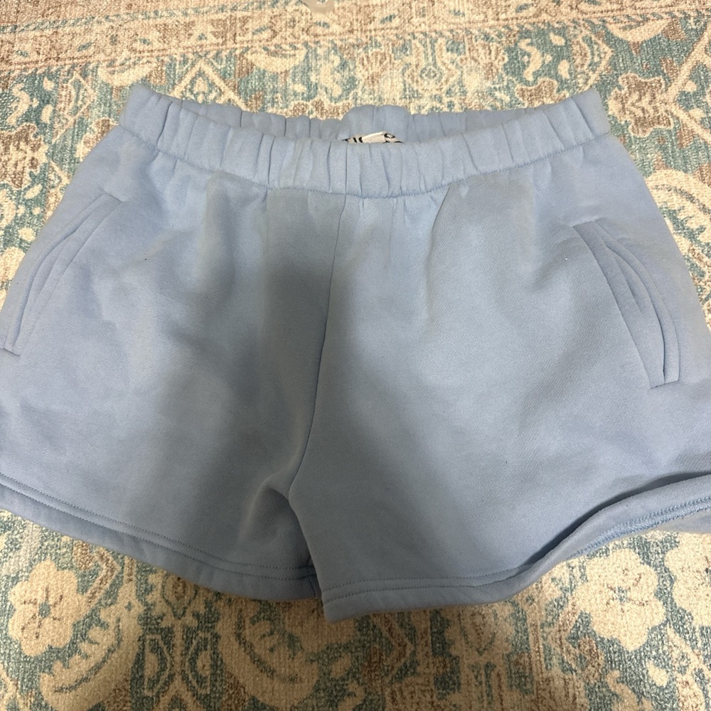 Blue Athletic Shorts with Elastic Waistband and Lightweight Fabric